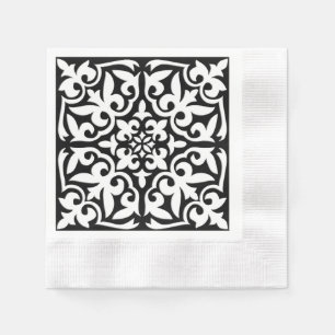 Serviette En Papier Carrelage marocain - noir avec arrière - plan blan