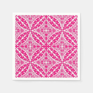 Serviette En Papier Carrelage marocain - rose fuchsia et blanc