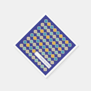 Serviette En Papier Carrelage marocain Royal Blue Golden Mariage