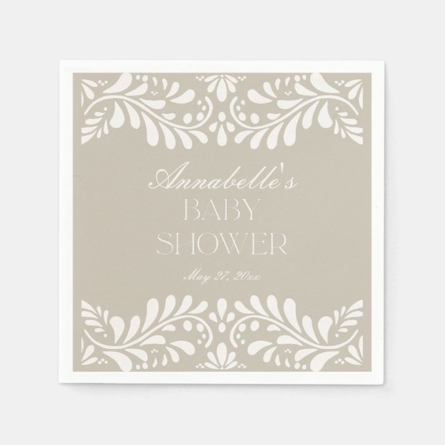 Serviette En Papier Carrelage Talavera beige Baby shower Fiesta espagn (Devant)