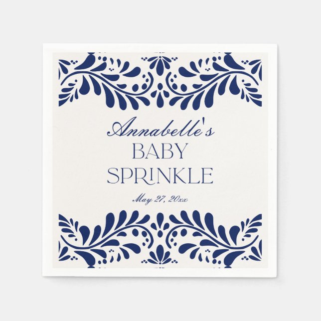 Serviette En Papier Carrelage Talavera bleu espagnol Fiesta Baby Sprin (Devant)