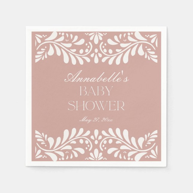 Serviette En Papier Carrelage Talavera rose Baby shower Fiesta espagno (Devant)