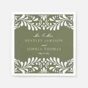 Serviette En Papier Carrelage Talavera Vert Style Mariage Fiesta