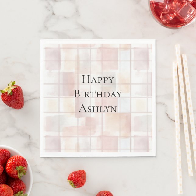 Serviette En Papier Carrés Anniversaire Rose Pêche (En situation)