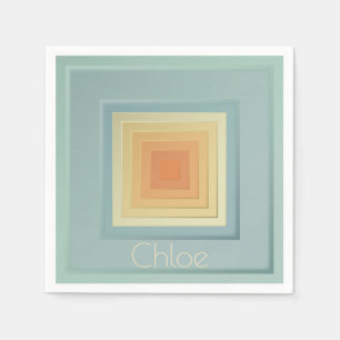 Serviette En Papier Carrés géométriques classiques (bleu clair et jaun