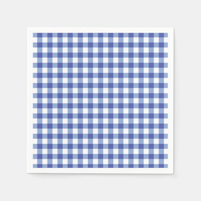 Serviette En Papier Carrés Gingham Bleu et Blanc à Carreaux OZ Party (Devant)