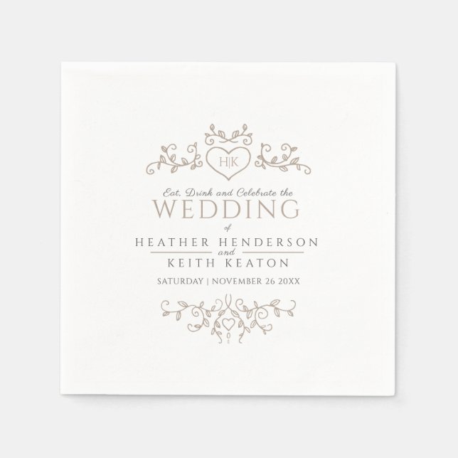 Serviette En Papier Carrosserie d'art feuille monogramme tonneau maria (Devant)