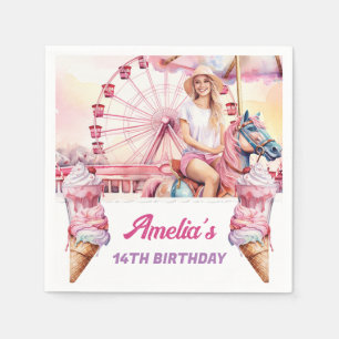 Serviette En Papier Carrousel d'anniversaire du parc d'attractions