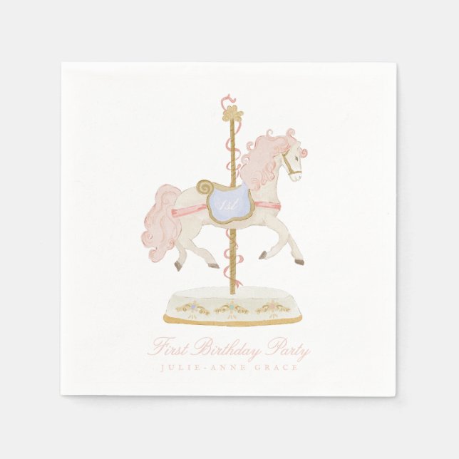 Serviette En Papier Carrousel de Filles Rose Conte de Fées Première Fê (Devant)