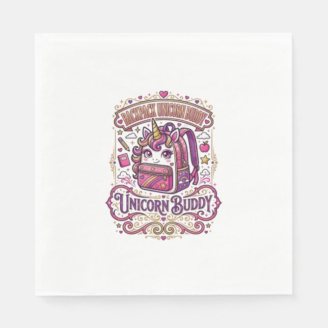 Serviette En Papier Cartable Licorne Copain Licorne Conception De Merc (Devant)