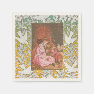 Serviette En Papier Carte antique de la Saint-Valentin de l'ère victor
