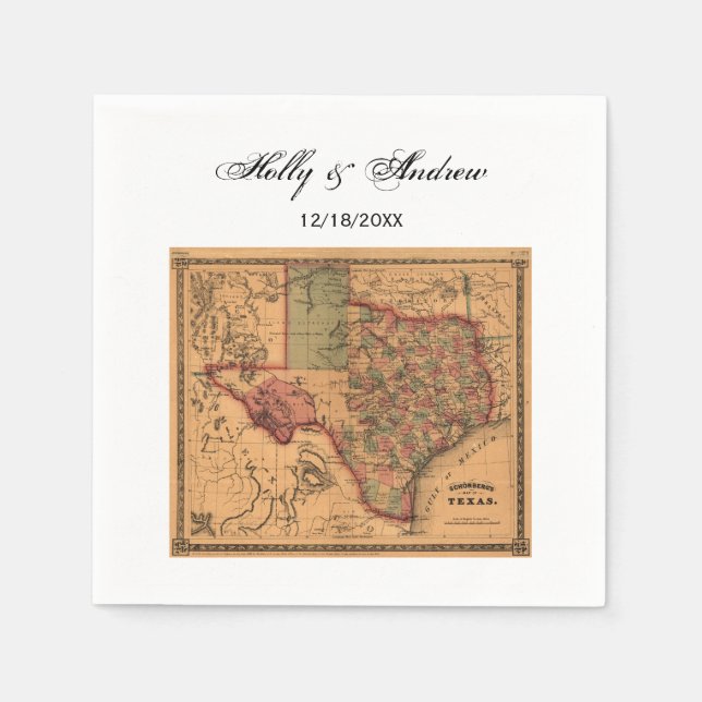 Serviette En Papier * Carte antique du Texas #1 (Devant)