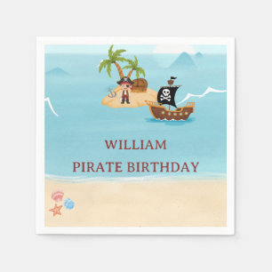Serviette En Papier Carte au trésor d'anniversaire pour l'aventure pir