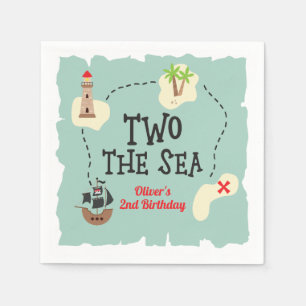 Serviette En Papier Carte au trésor pirate deux à la mer 2e anniversai