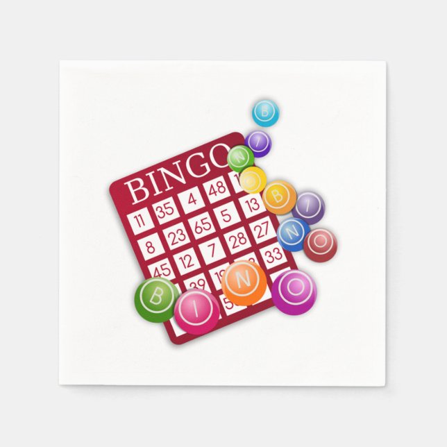 Serviette En Papier Carte BINGO avec boules BINGO (Devant)