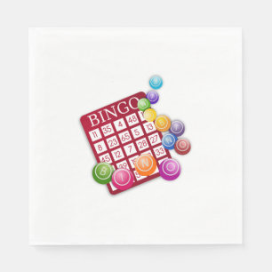 Serviette En Papier Carte BINGO avec boules BINGO