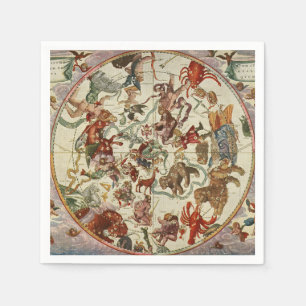 Serviette En Papier Carte céleste ancienne de l'étoile du Nord 1660