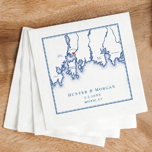 Serviette En Papier Carte CT mystique Élégant Mariage bleu marine