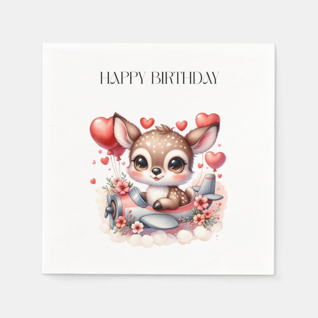 Serviette En Papier Carte d'anniversaire de pilote de cerf (Devant)