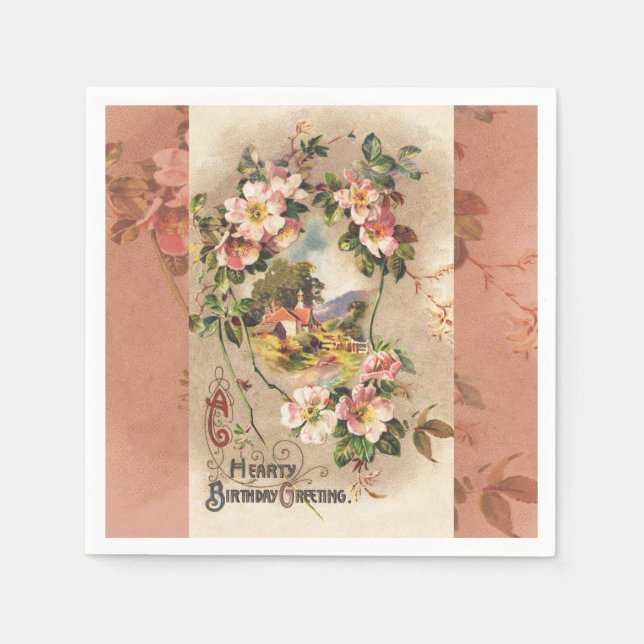 Serviette En Papier Carte d'anniversaire vintage (Devant)