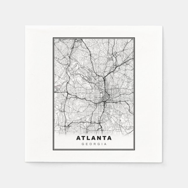 Serviette En Papier Carte d'Atlanta (Devant)