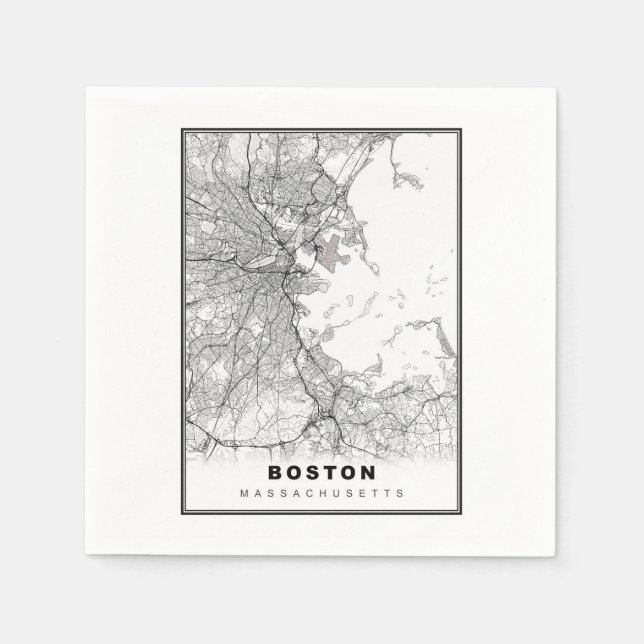 Serviette En Papier Carte de Boston (Devant)