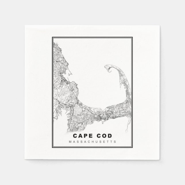Serviette En Papier Carte de Cape Cod (Devant)