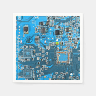 Serviette En Papier Carte de circuit Geek d'ordinateur bleu