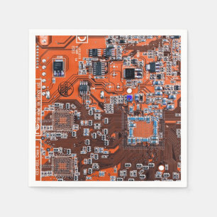 Serviette En Papier Carte de circuit Geek d'ordinateur Orange