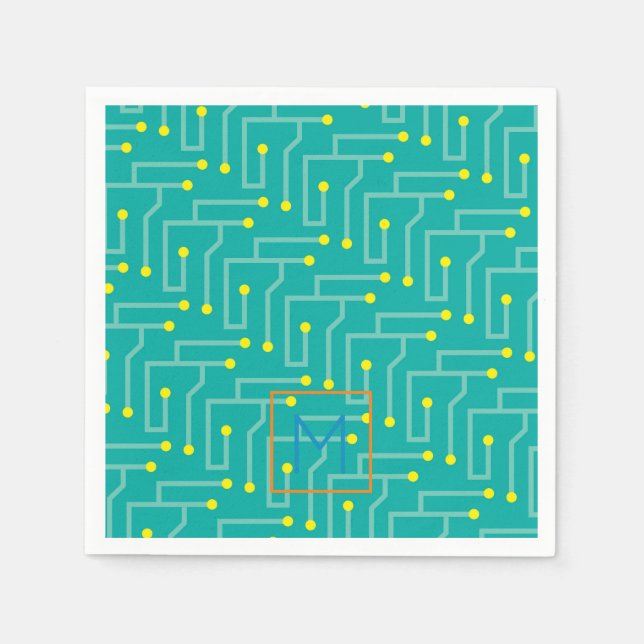 Serviette En Papier Carte de circuit informatique INITIAL Moderne Colo (Devant)