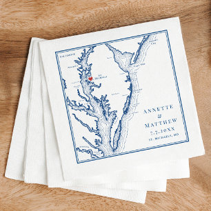Serviette En Papier Carte de la baie de Chesapeake pour mariage à St.