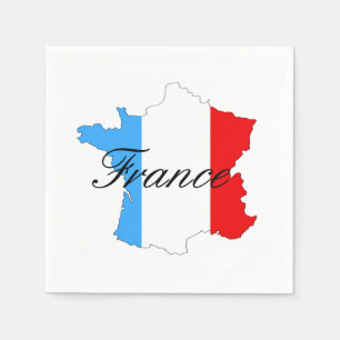 Serviette En Papier Carte de la France avec le drapeau français à