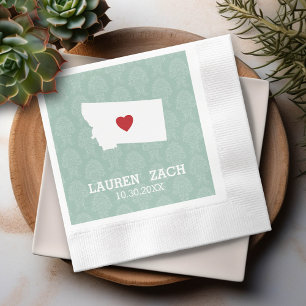 Serviette En Papier Carte de la ville d'origine du Montana - Mariage p