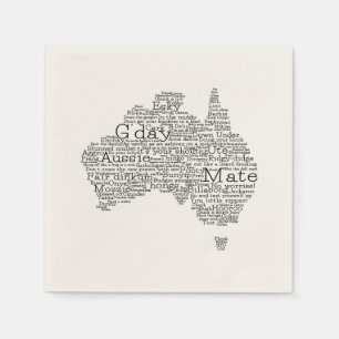 Serviette En Papier Carte de l'argot australien