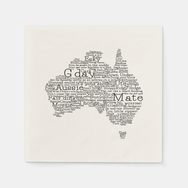 Serviette En Papier Carte de l'argot australien (Devant)