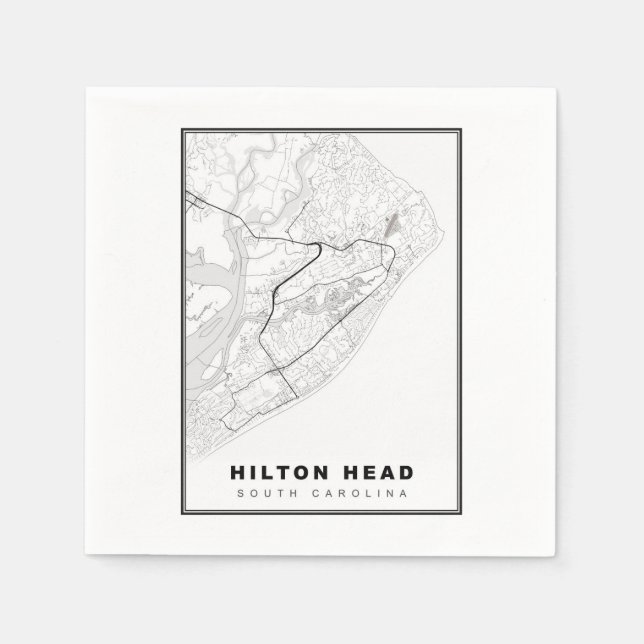 Serviette En Papier Carte de l'île de Hilton Head (Devant)