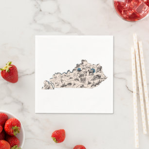 Serviette En Papier Carte de l'image Vintage du Kentucky Antique State