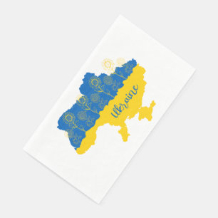 Serviette En Papier Carte de l'Ukraine avec tournesol et drapeau ukrai