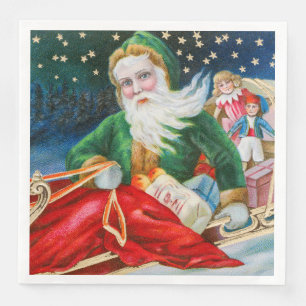 Serviette En Papier Carte de Noël vintage rétro du Père Noël