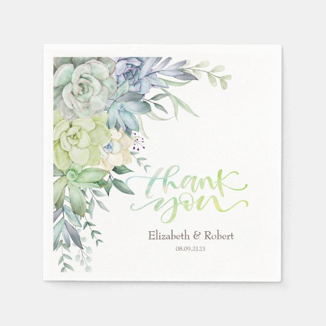 Serviette En Papier Carte de remerciement de succulentes du désert à l (Devant)