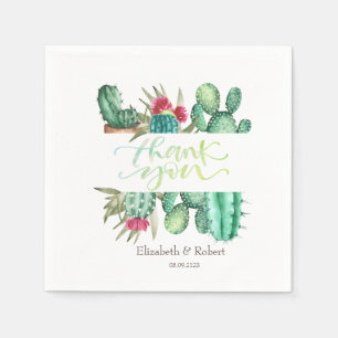 Serviette En Papier Carte de remerciements de cactus aquarelle