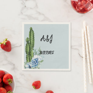 Serviette En Papier carte de remerciements de cowboy à fleurs bleues