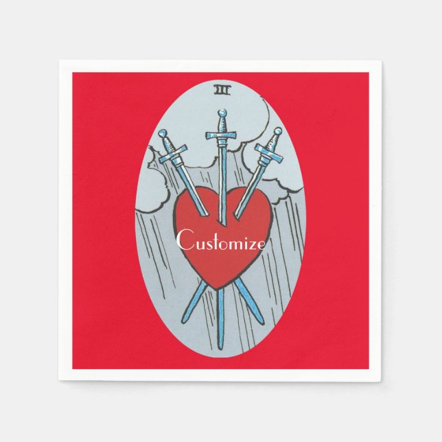 Serviette En Papier Carte de Tarot 3 Épées Thunder_Cove  (Devant)