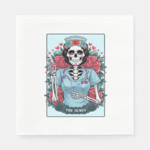 Serviette En Papier Carte de tarot d'infirmière de squelette de rose f