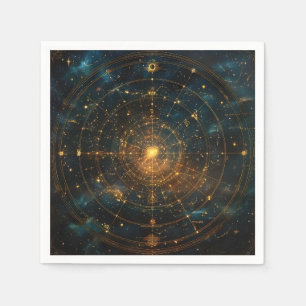 Serviette En Papier Carte des étoiles célestes d'or (3)