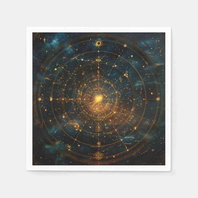 Serviette En Papier Carte des étoiles célestes d'or (3) (Devant)