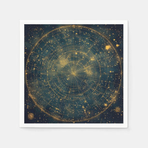 Serviette En Papier Carte des étoiles célestes d'or (4)
