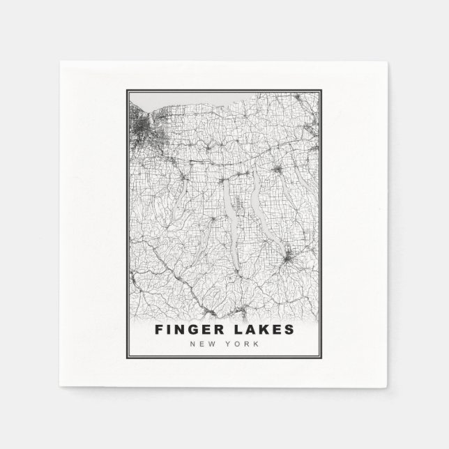 Serviette En Papier Carte des Finger Lakes (Devant)