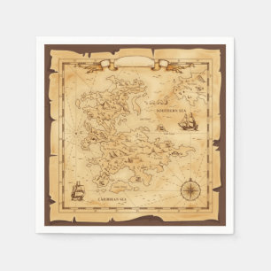 Serviette En Papier Carte des trésors de pirates