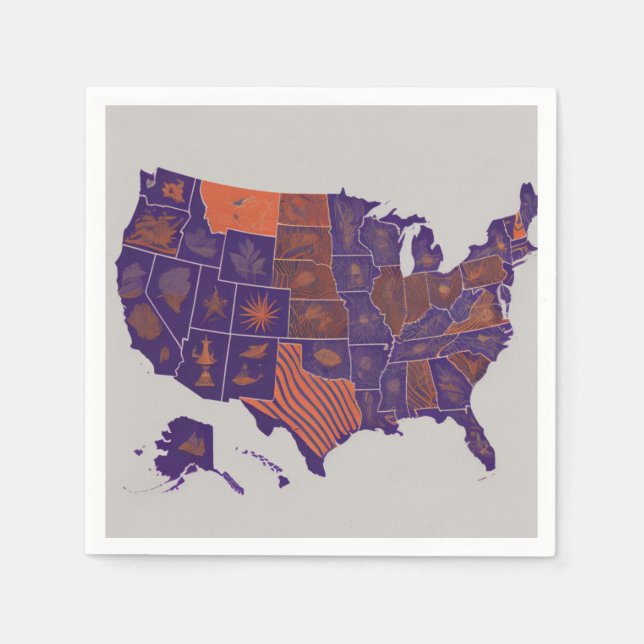 Serviette En Papier Carte des USA (Devant)